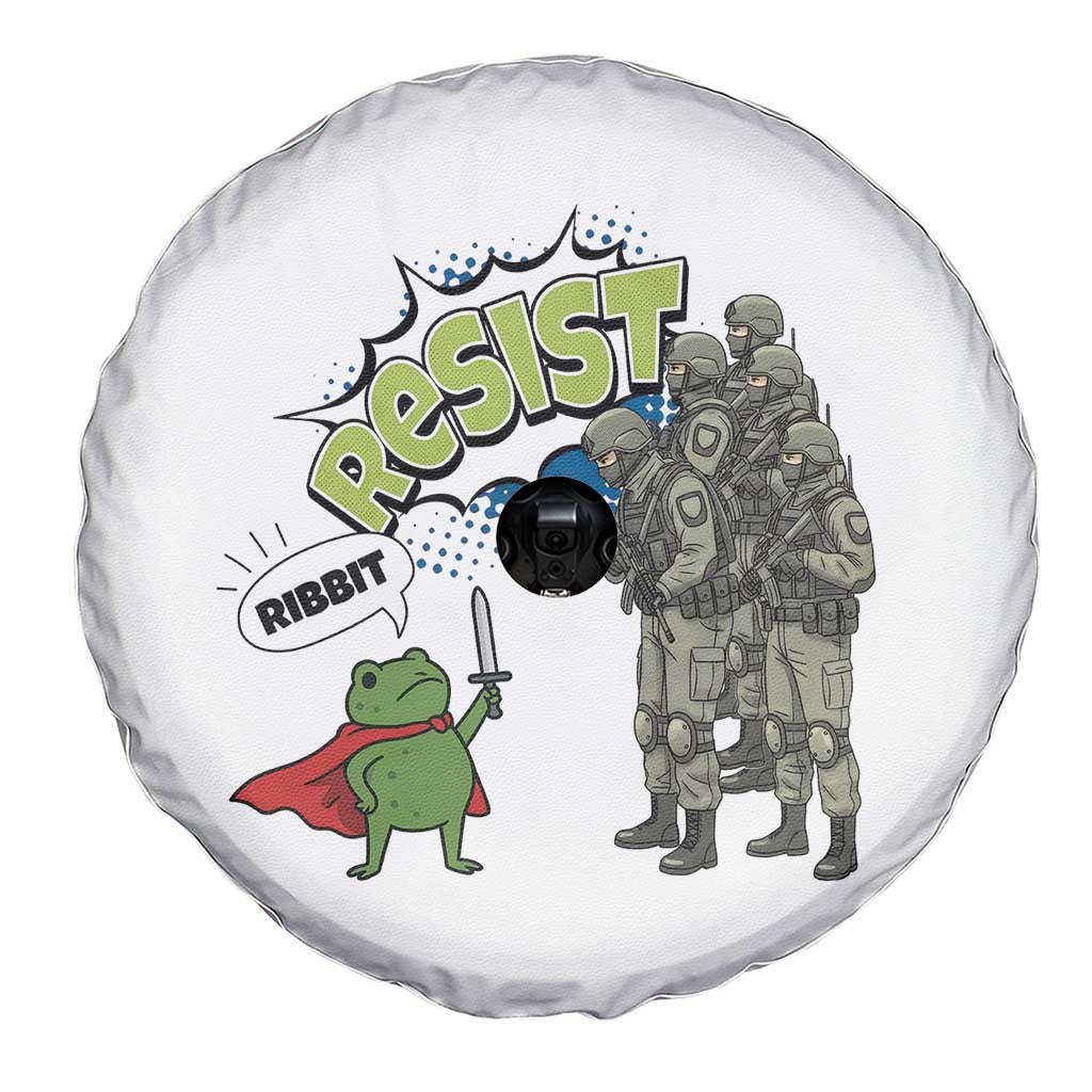 Funny Frog Protest Comic Graphic Spare Tire Cover Ribbit Resist Stand Against - Wonder Print Shop