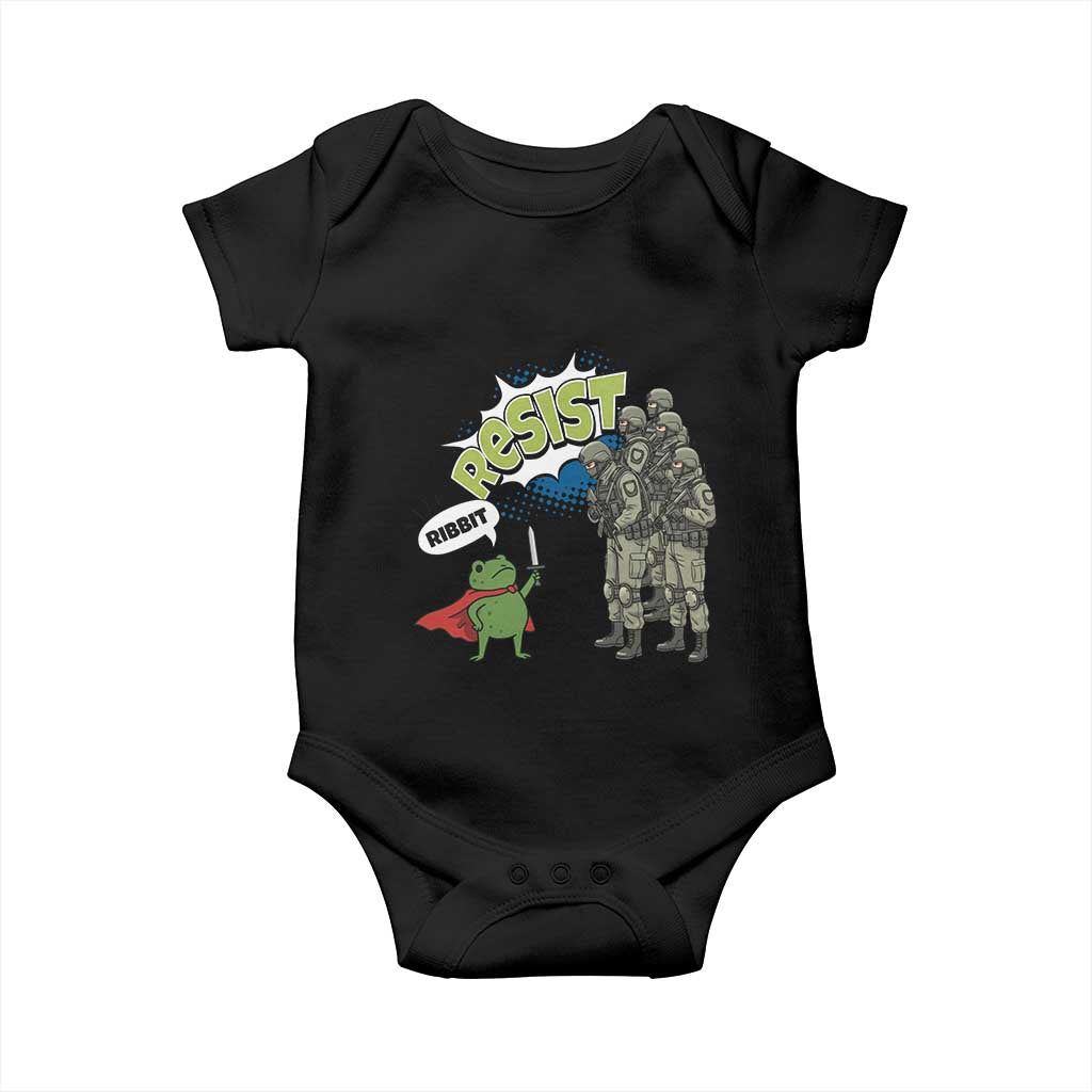 Funny Frog Protest Comic Graphic Baby Onesie Ribbit Resist Stand Against - Wonder Print Shop