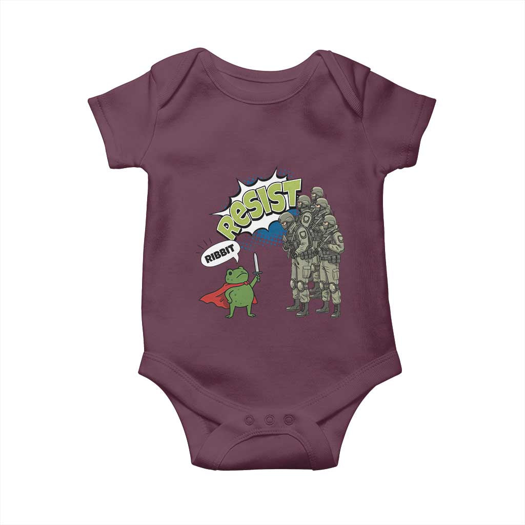 Funny Frog Protest Comic Graphic Baby Onesie Ribbit Resist Stand Against - Wonder Print Shop