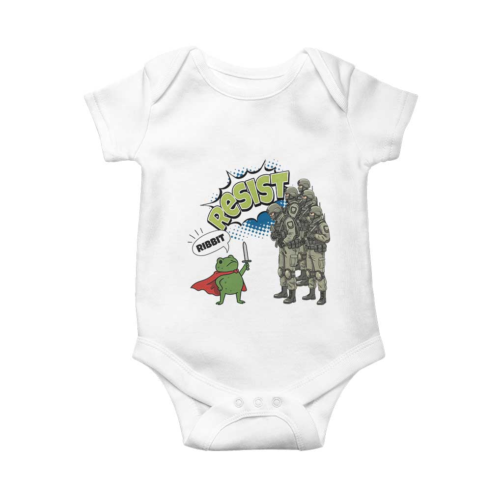 Funny Frog Protest Comic Graphic Baby Onesie Ribbit Resist Stand Against - Wonder Print Shop