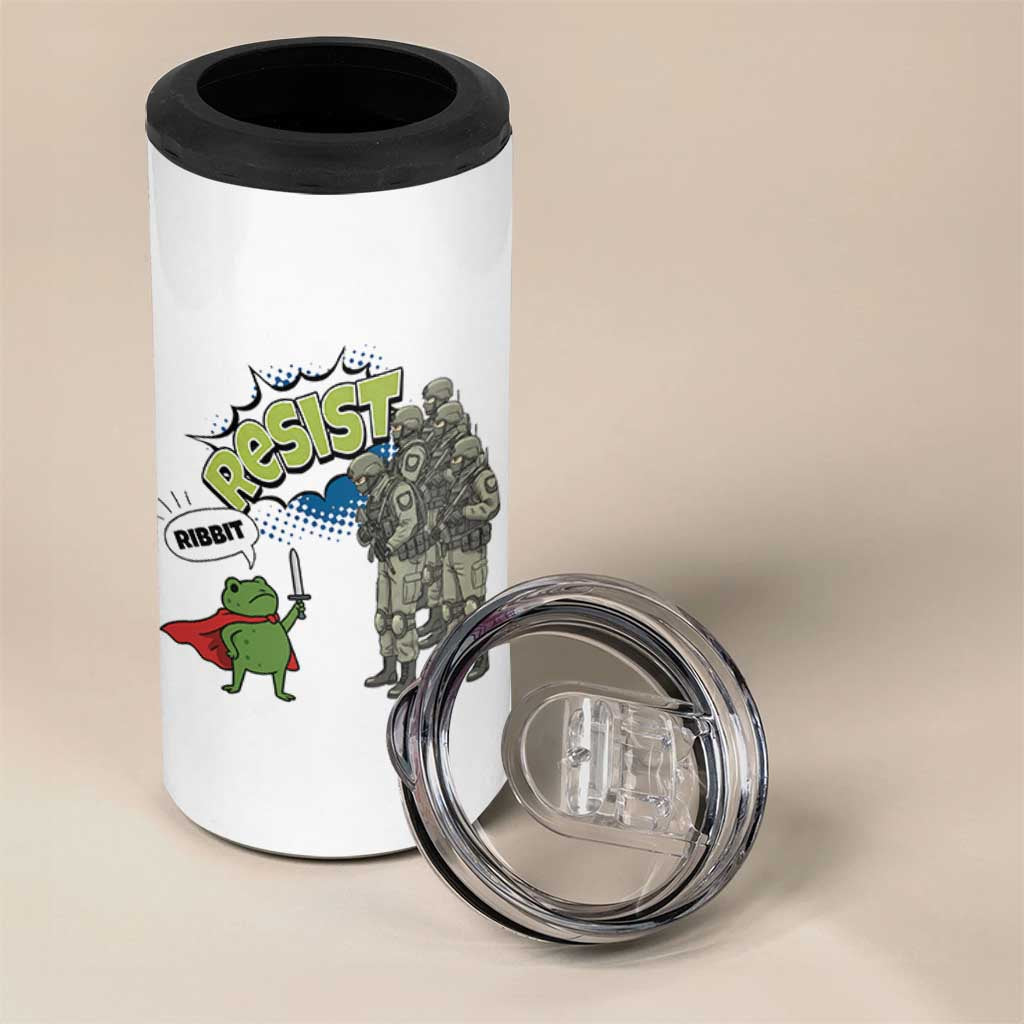 Funny Frog Protest Comic Graphic 4 in 1 Can Cooler Tumbler Ribbit Resist Stand Against - Wonder Print Shop
