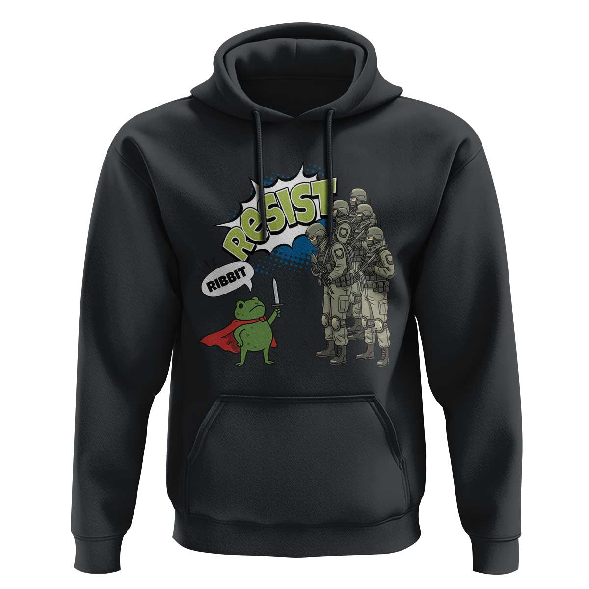 Funny Frog Protest Comic Graphic Hoodie Ribbit Resist Stand Against - Wonder Print Shop