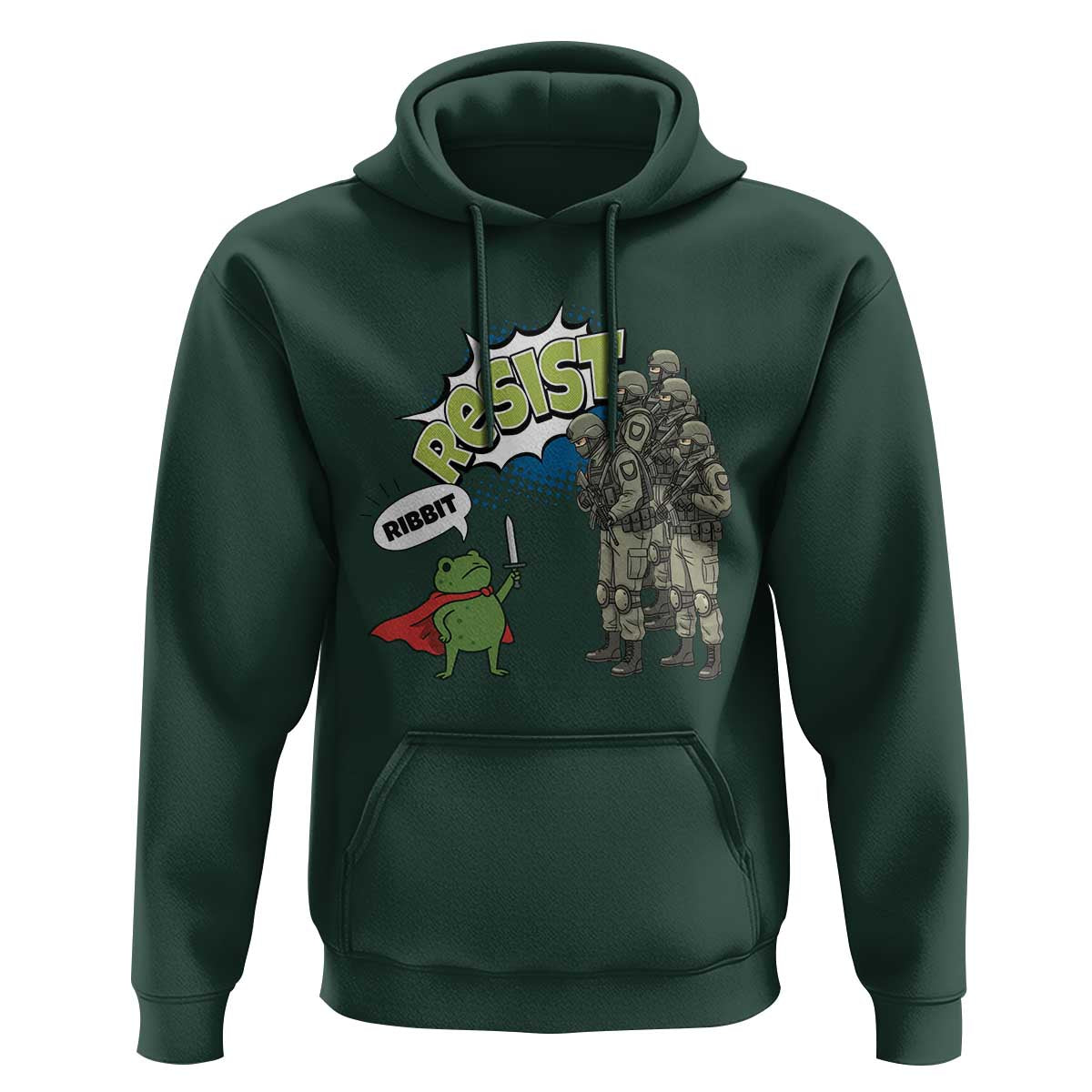 Funny Frog Protest Comic Graphic Hoodie Ribbit Resist Stand Against - Wonder Print Shop