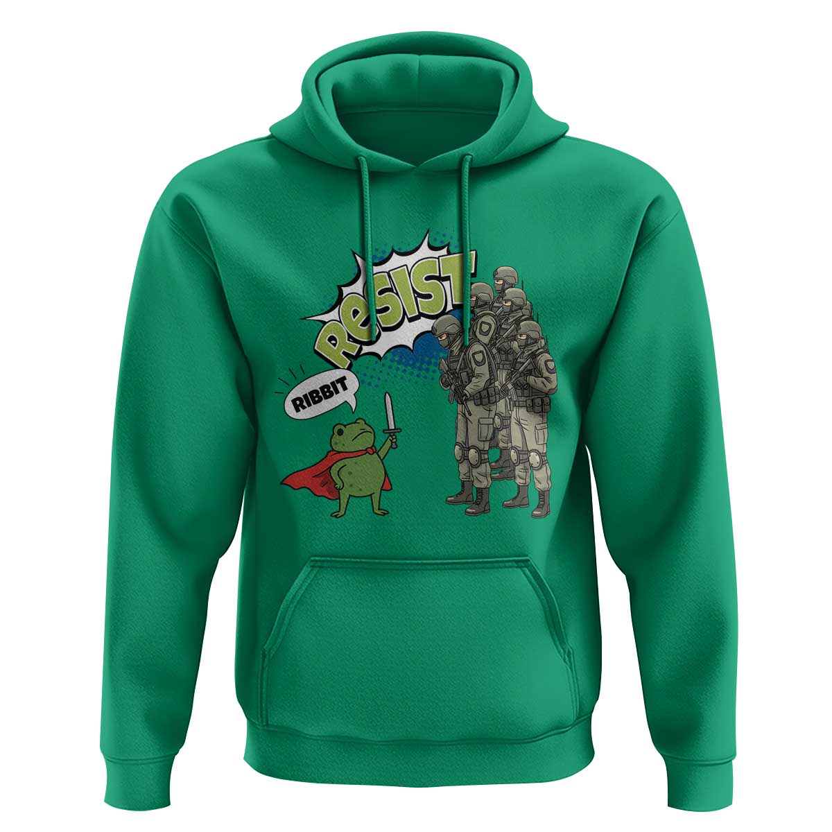 Funny Frog Protest Comic Graphic Hoodie Ribbit Resist Stand Against - Wonder Print Shop
