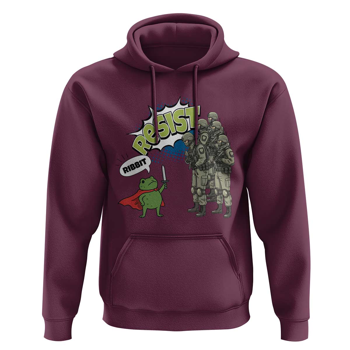 Funny Frog Protest Comic Graphic Hoodie Ribbit Resist Stand Against - Wonder Print Shop