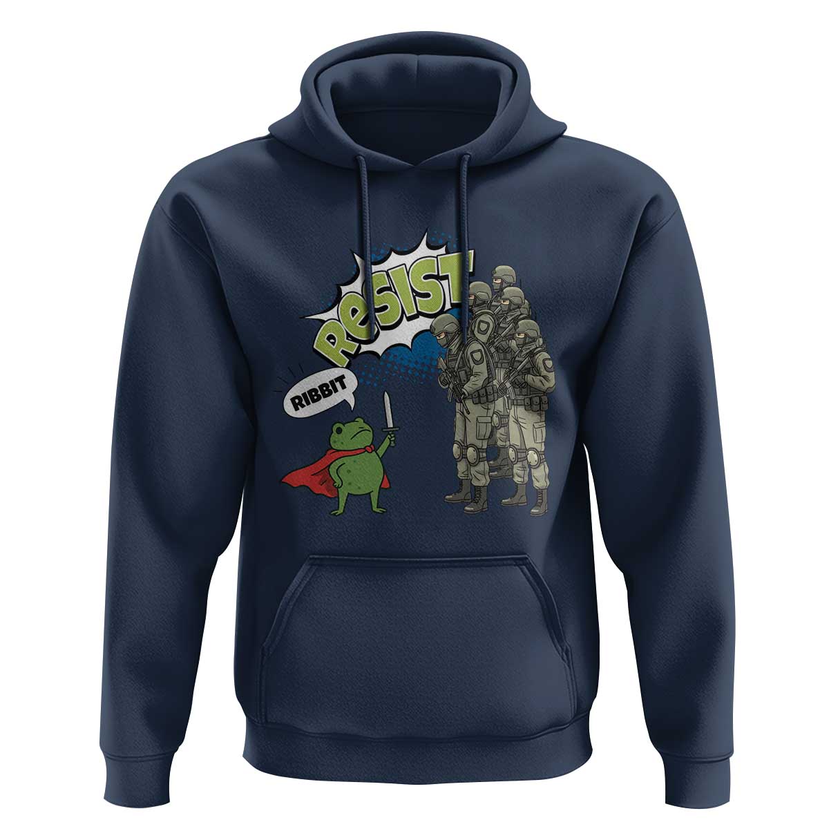 Funny Frog Protest Comic Graphic Hoodie Ribbit Resist Stand Against - Wonder Print Shop