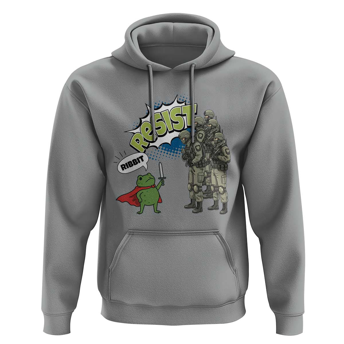Funny Frog Protest Comic Graphic Hoodie Ribbit Resist Stand Against - Wonder Print Shop