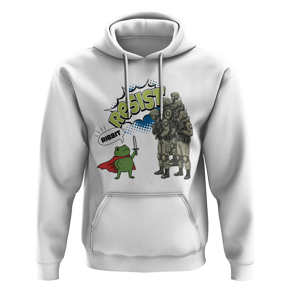 Funny Frog Protest Comic Graphic Hoodie Ribbit Resist Stand Against - Wonder Print Shop