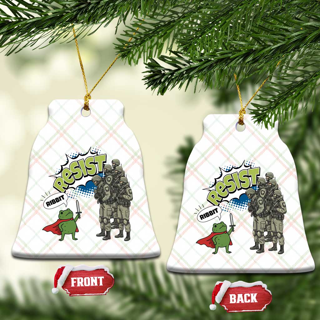 Funny Frog Protest Comic Graphic Ceramic Ornament Ribbit Resist Stand Against - Wonder Print Shop