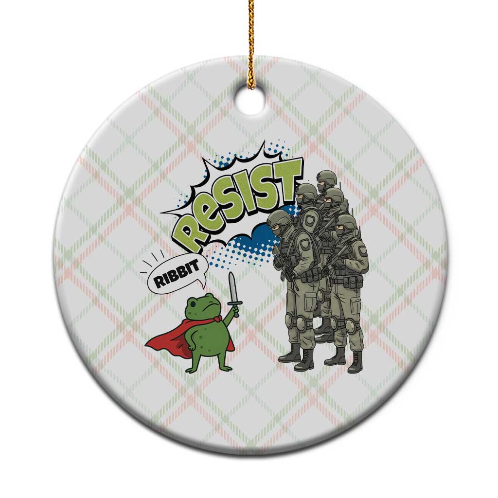Funny Frog Protest Comic Graphic Ceramic Ornament Ribbit Resist Stand Against - Wonder Print Shop