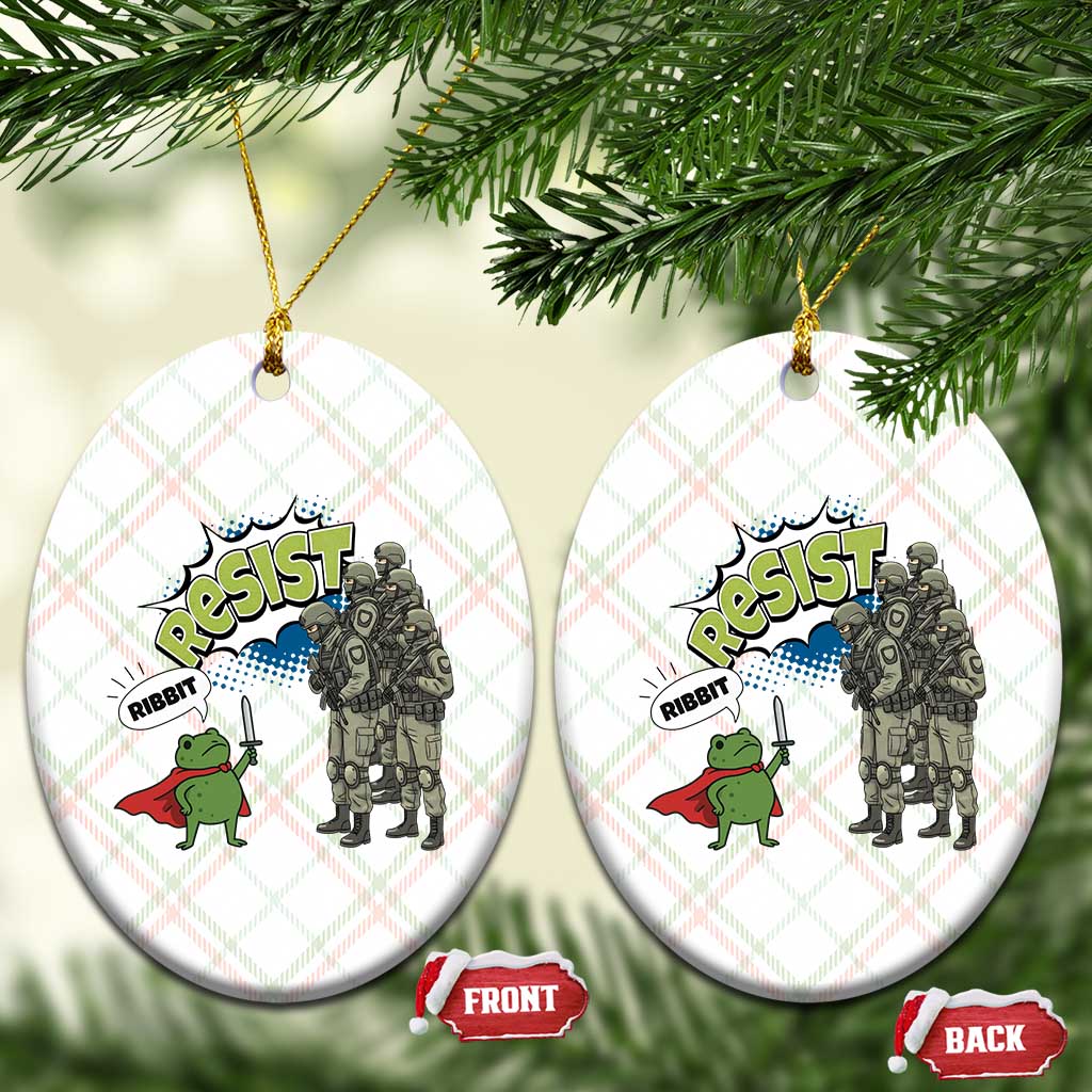 Funny Frog Protest Comic Graphic Ceramic Ornament Ribbit Resist Stand Against - Wonder Print Shop