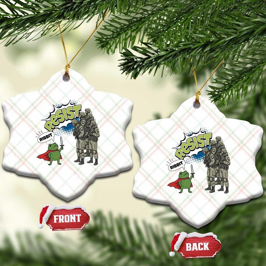 Funny Frog Protest Comic Graphic Ceramic Ornament Ribbit Resist Stand Against - Wonder Print Shop