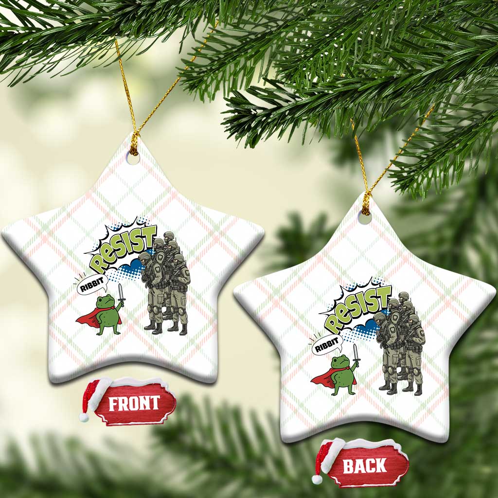 Funny Frog Protest Comic Graphic Ceramic Ornament Ribbit Resist Stand Against - Wonder Print Shop