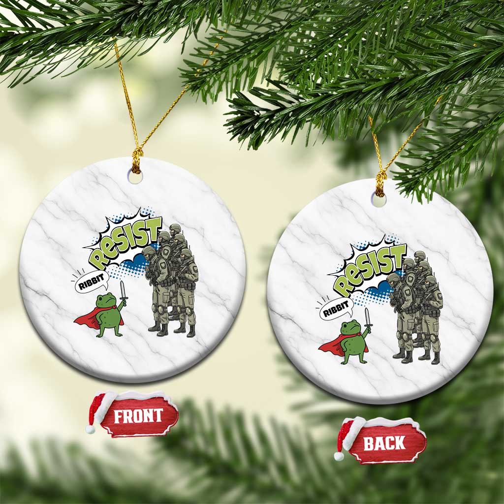 Funny Frog Protest Comic Graphic Ceramic Ornament Ribbit Resist Stand Against - Wonder Print Shop