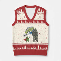 Funny Frog Protest Comic Graphic V-Neck Knit Sweater Vest Ribbit Resist Stand Against - Wonder Print Shop