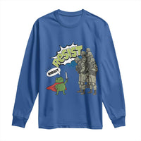 Funny Frog Protest Comic Graphic Long Sleeve Shirt Ribbit Resist Stand Against - Wonder Print Shop
