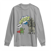 Funny Frog Protest Comic Graphic Long Sleeve Shirt Ribbit Resist Stand Against - Wonder Print Shop