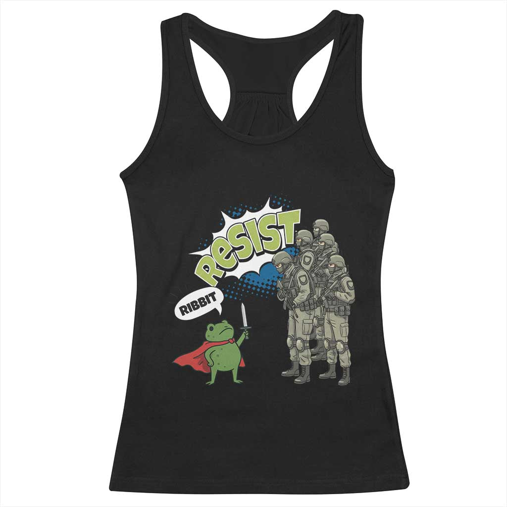 Funny Frog Protest Comic Graphic Racerback Tank Top Ribbit Resist Stand Against - Wonder Print Shop