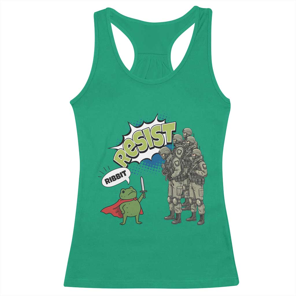 Funny Frog Protest Comic Graphic Racerback Tank Top Ribbit Resist Stand Against - Wonder Print Shop