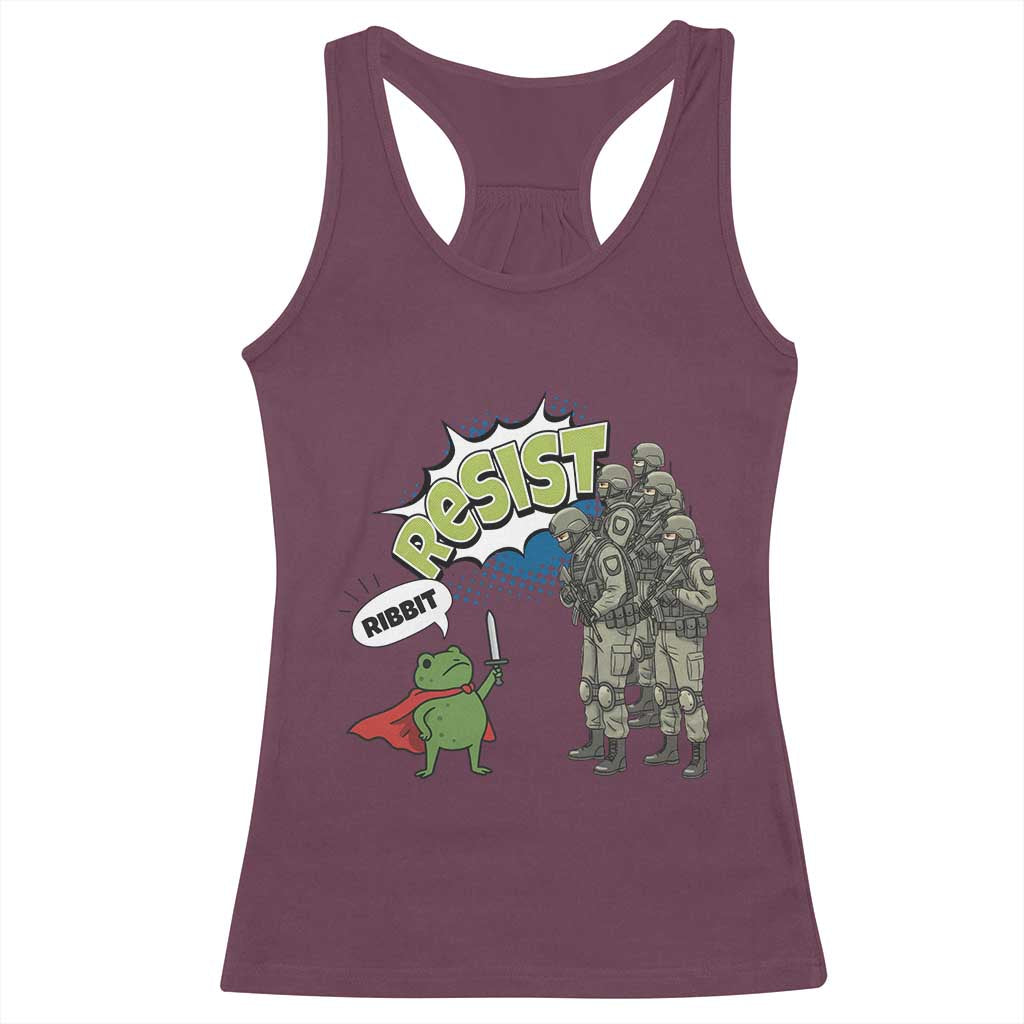 Funny Frog Protest Comic Graphic Racerback Tank Top Ribbit Resist Stand Against - Wonder Print Shop