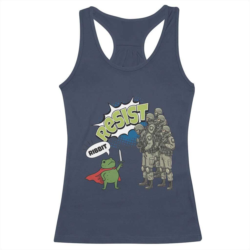 Funny Frog Protest Comic Graphic Racerback Tank Top Ribbit Resist Stand Against - Wonder Print Shop