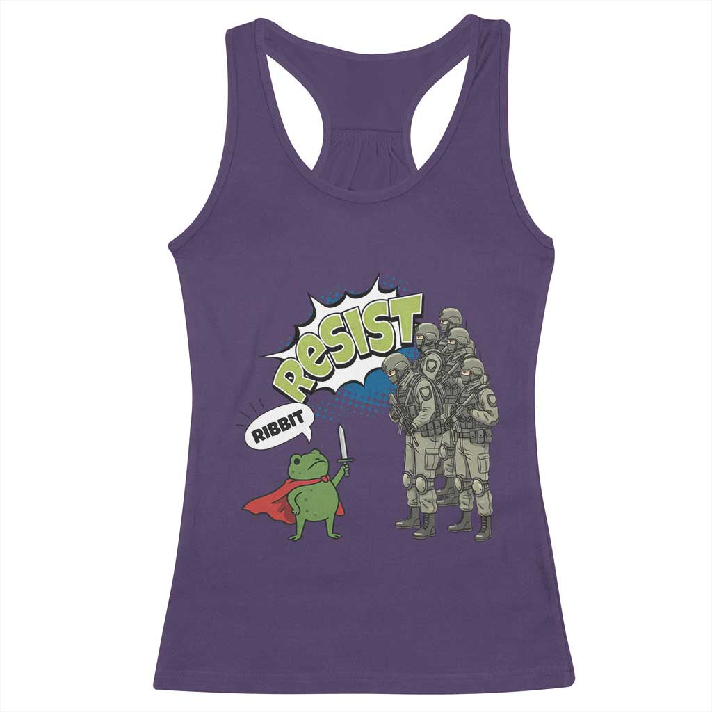 Funny Frog Protest Comic Graphic Racerback Tank Top Ribbit Resist Stand Against - Wonder Print Shop