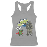 Funny Frog Protest Comic Graphic Racerback Tank Top Ribbit Resist Stand Against - Wonder Print Shop