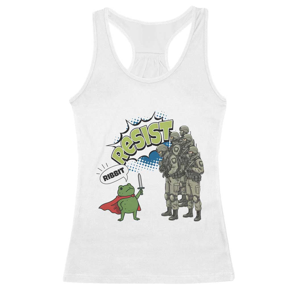 Funny Frog Protest Comic Graphic Racerback Tank Top Ribbit Resist Stand Against - Wonder Print Shop