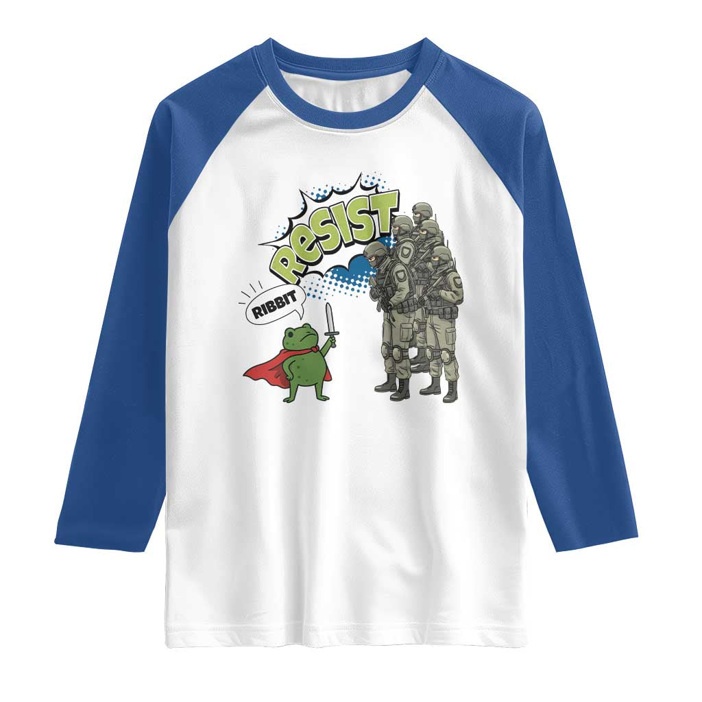 Funny Frog Protest Comic Graphic Raglan Shirt Ribbit Resist Stand Against - Wonder Print Shop