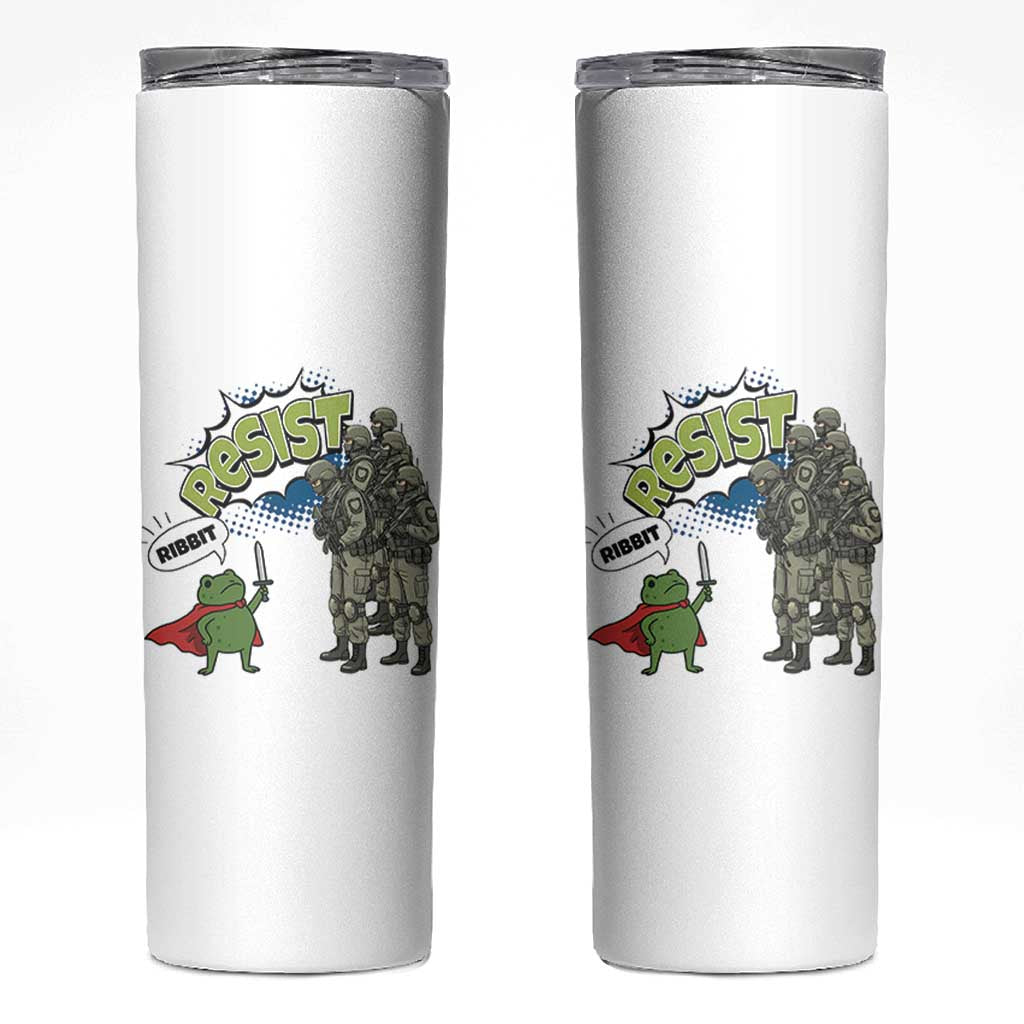 Funny Frog Protest Comic Graphic Skinny Tumbler Ribbit Resist Stand Against - Wonder Print Shop