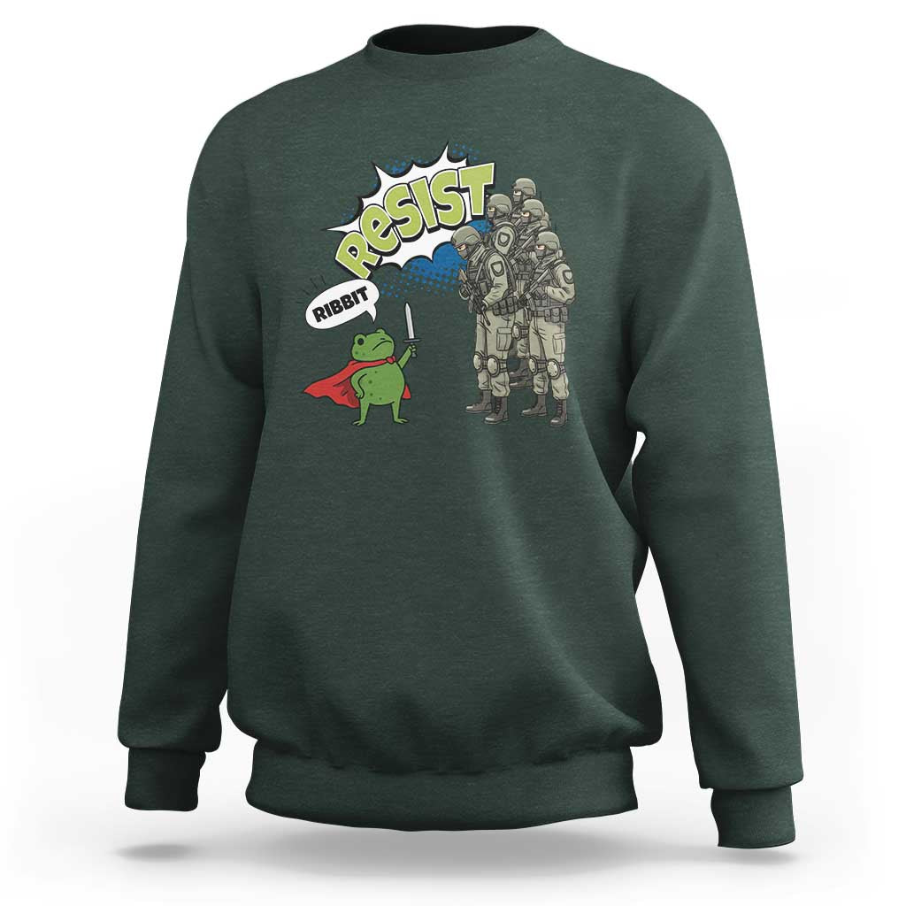 Funny Frog Protest Comic Graphic Sweatshirt Ribbit Resist Stand Against - Wonder Print Shop