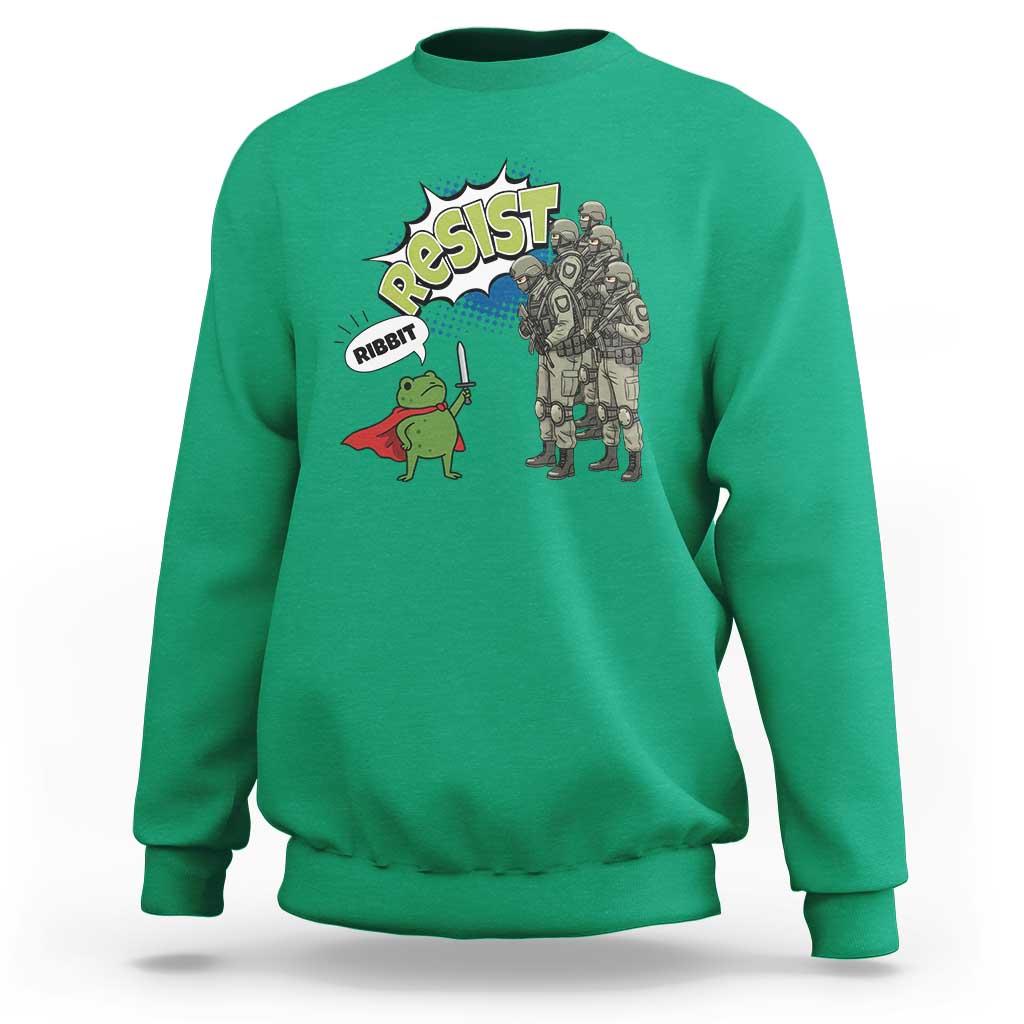 Funny Frog Protest Comic Graphic Sweatshirt Ribbit Resist Stand Against - Wonder Print Shop