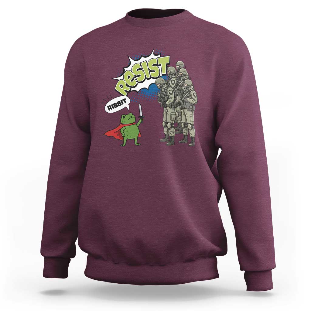 Funny Frog Protest Comic Graphic Sweatshirt Ribbit Resist Stand Against - Wonder Print Shop