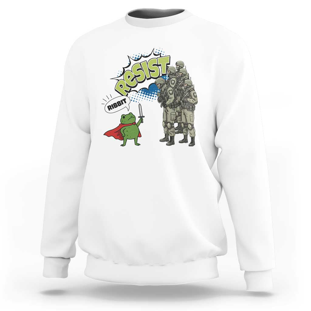 Funny Frog Protest Comic Graphic Sweatshirt Ribbit Resist Stand Against - Wonder Print Shop