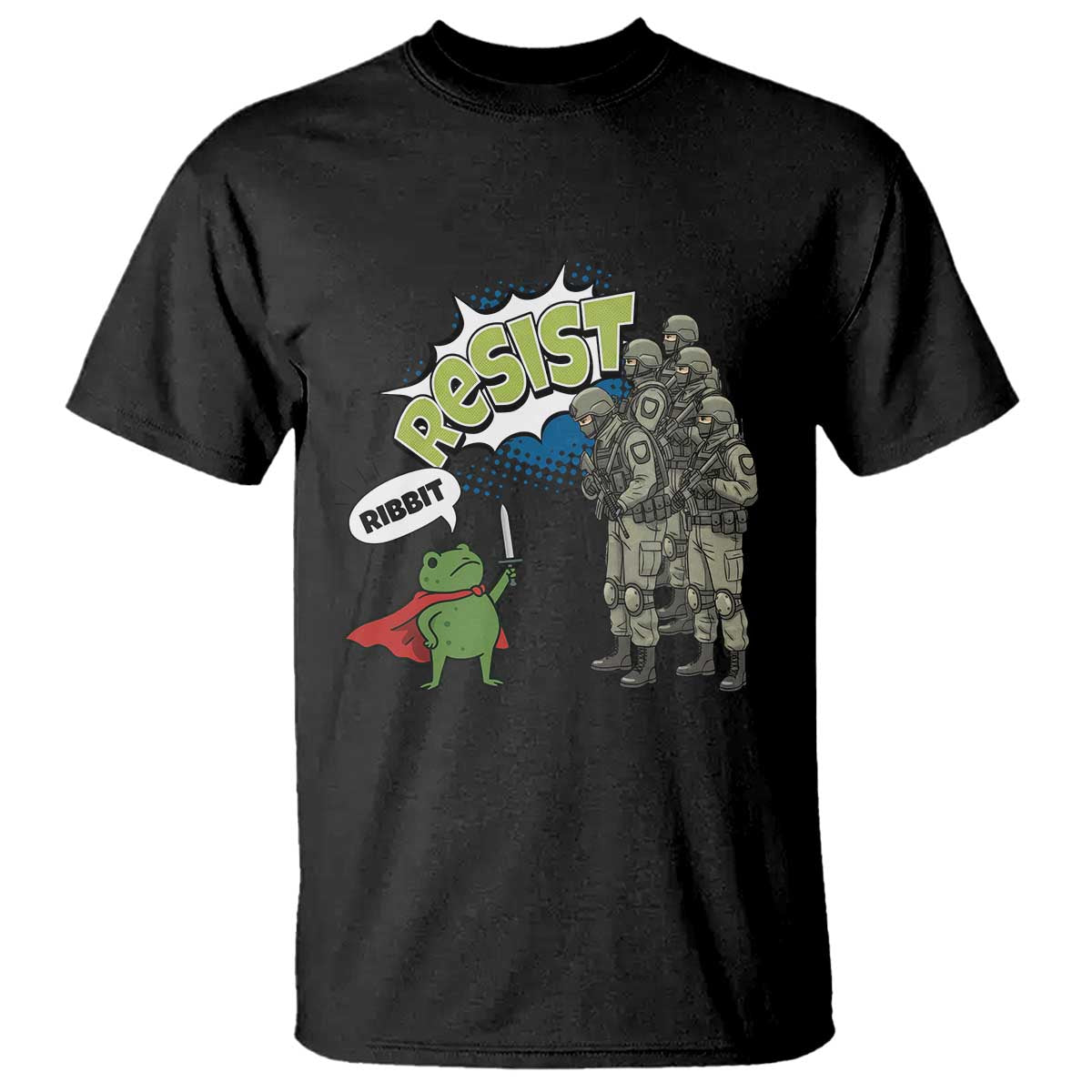 Funny Frog Protest Comic Graphic T Shirt Ribbit Resist Stand Against - Wonder Print Shop