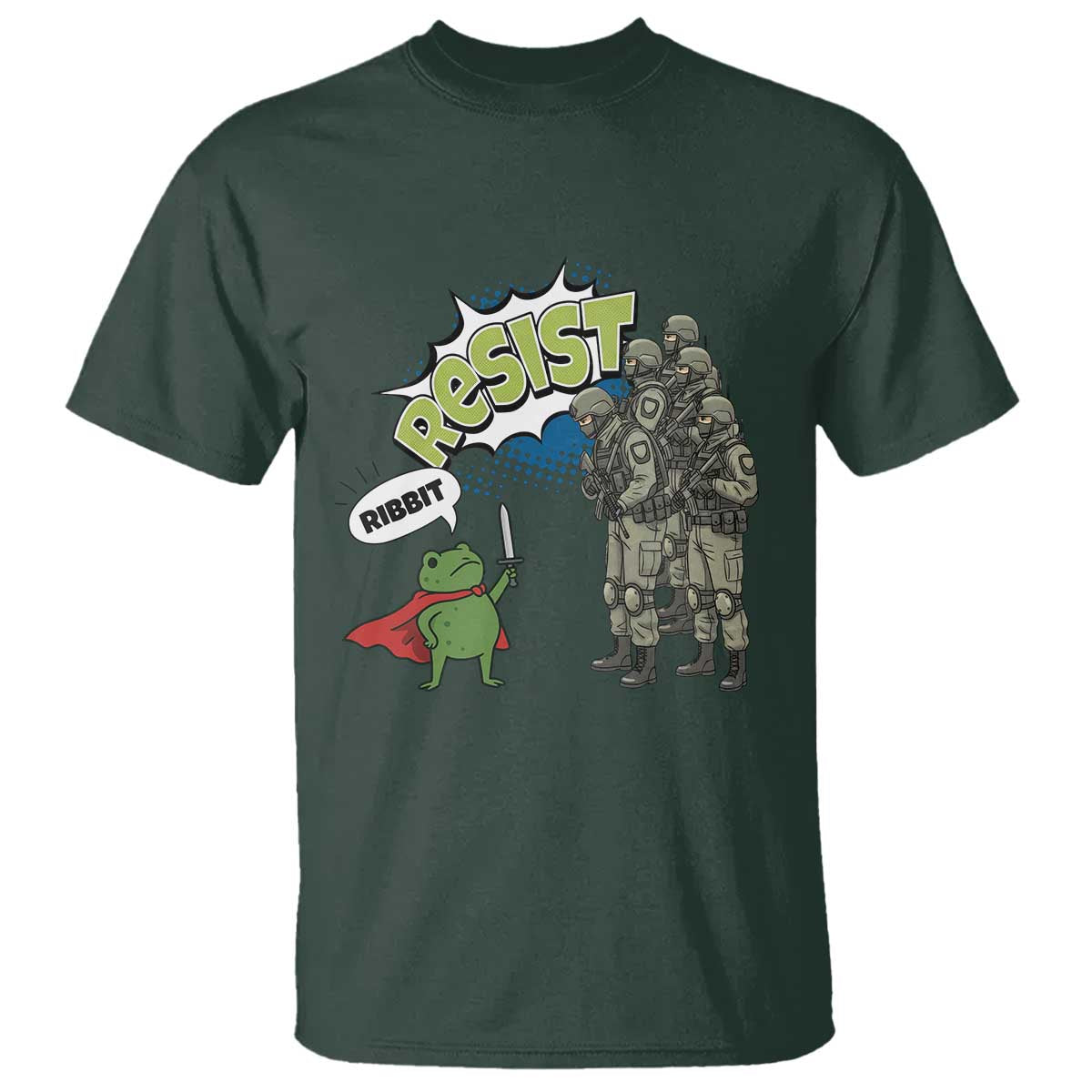 Funny Frog Protest Comic Graphic T Shirt Ribbit Resist Stand Against - Wonder Print Shop