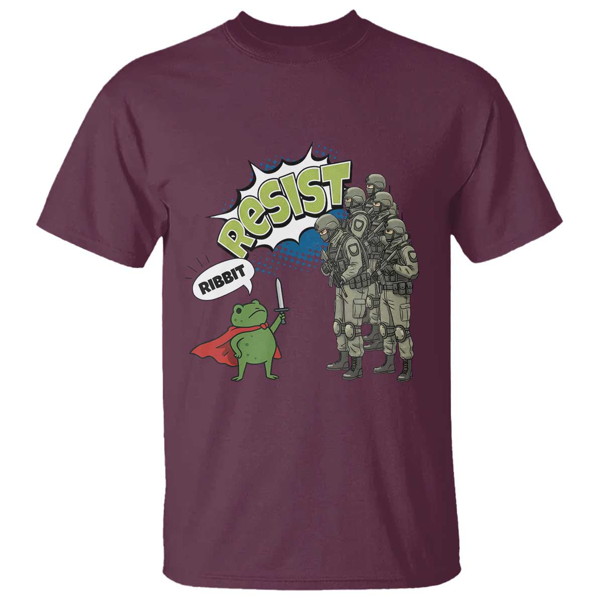 Funny Frog Protest Comic Graphic T Shirt Ribbit Resist Stand Against - Wonder Print Shop
