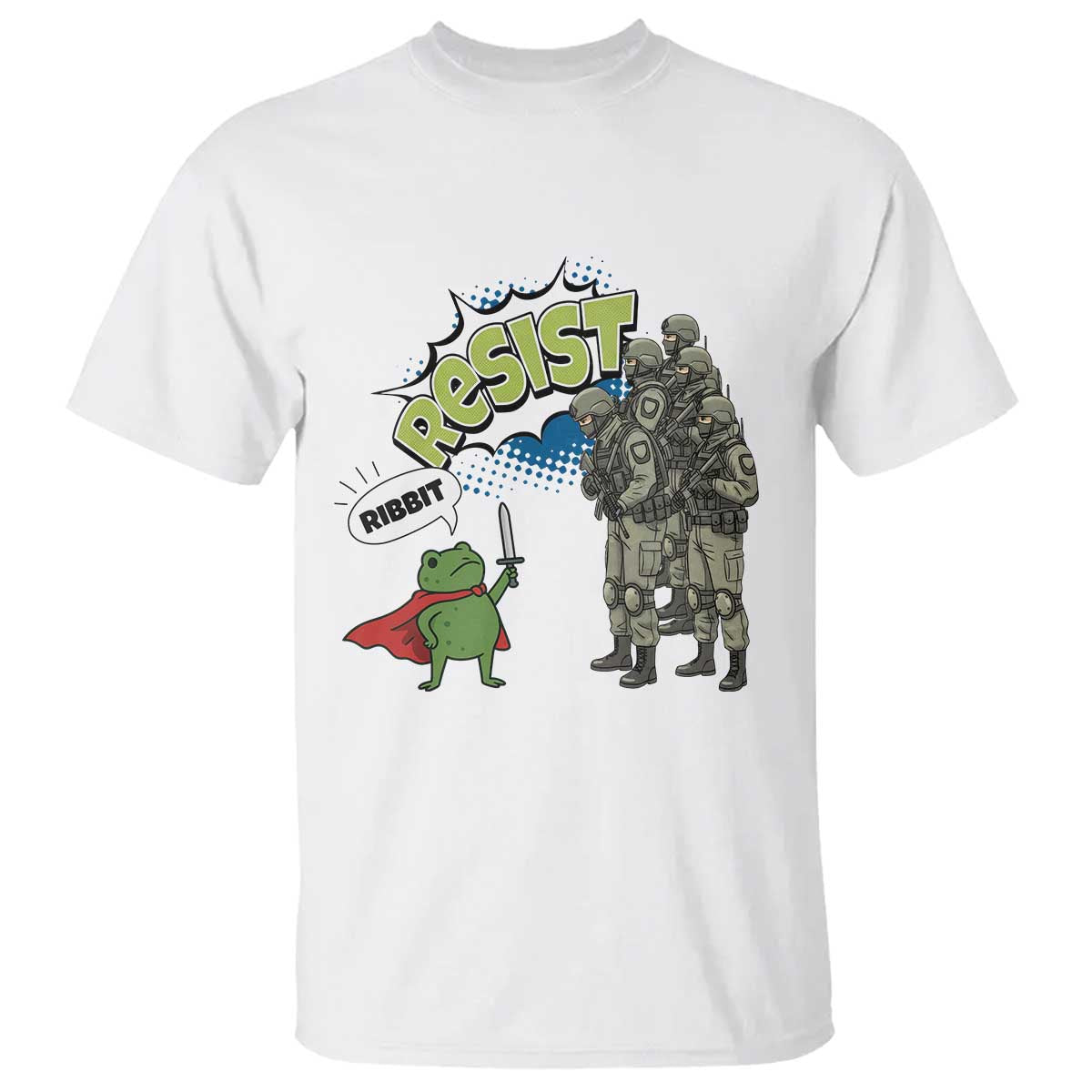 Funny Frog Protest Comic Graphic T Shirt Ribbit Resist Stand Against - Wonder Print Shop