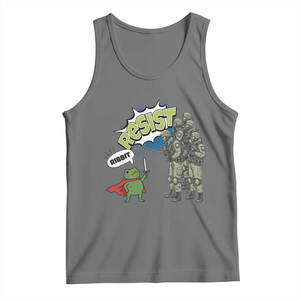 Funny Frog Protest Comic Graphic Tank Top Ribbit Resist Stand Against - Wonder Print Shop