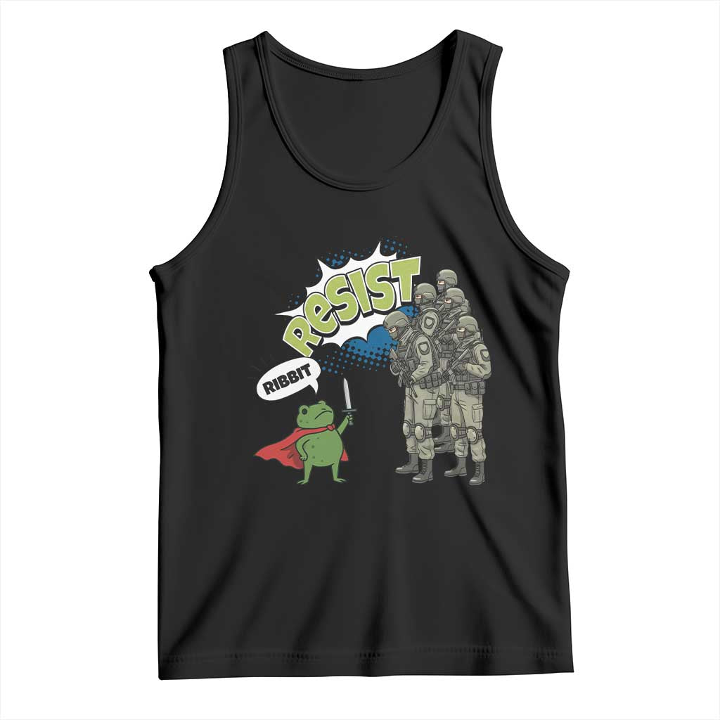 Funny Frog Protest Comic Graphic Tank Top Ribbit Resist Stand Against - Wonder Print Shop