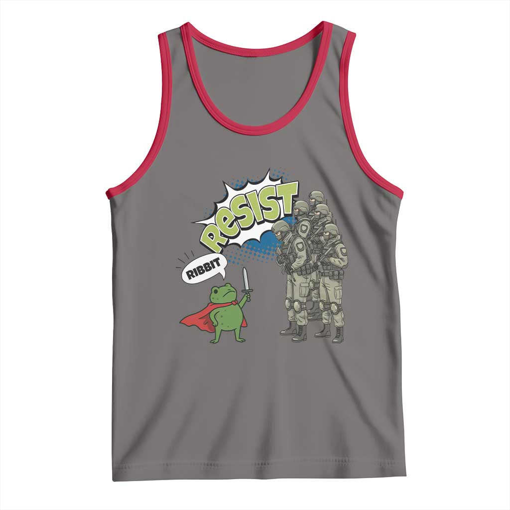 Funny Frog Protest Comic Graphic Tank Top Ribbit Resist Stand Against - Wonder Print Shop