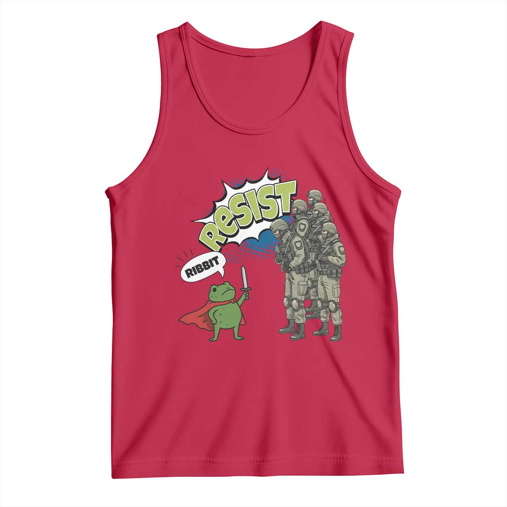 Funny Frog Protest Comic Graphic Tank Top Ribbit Resist Stand Against - Wonder Print Shop