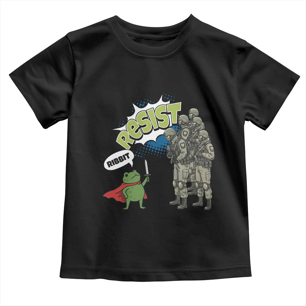 Funny Frog Protest Comic Graphic Toddler T Shirt Ribbit Resist Stand Against - Wonder Print Shop