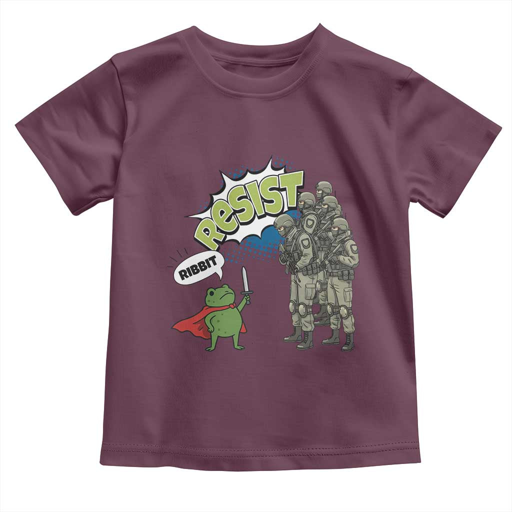 Funny Frog Protest Comic Graphic Toddler T Shirt Ribbit Resist Stand Against - Wonder Print Shop