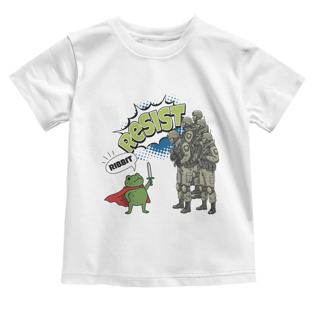 Funny Frog Protest Comic Graphic Toddler T Shirt Ribbit Resist Stand Against - Wonder Print Shop