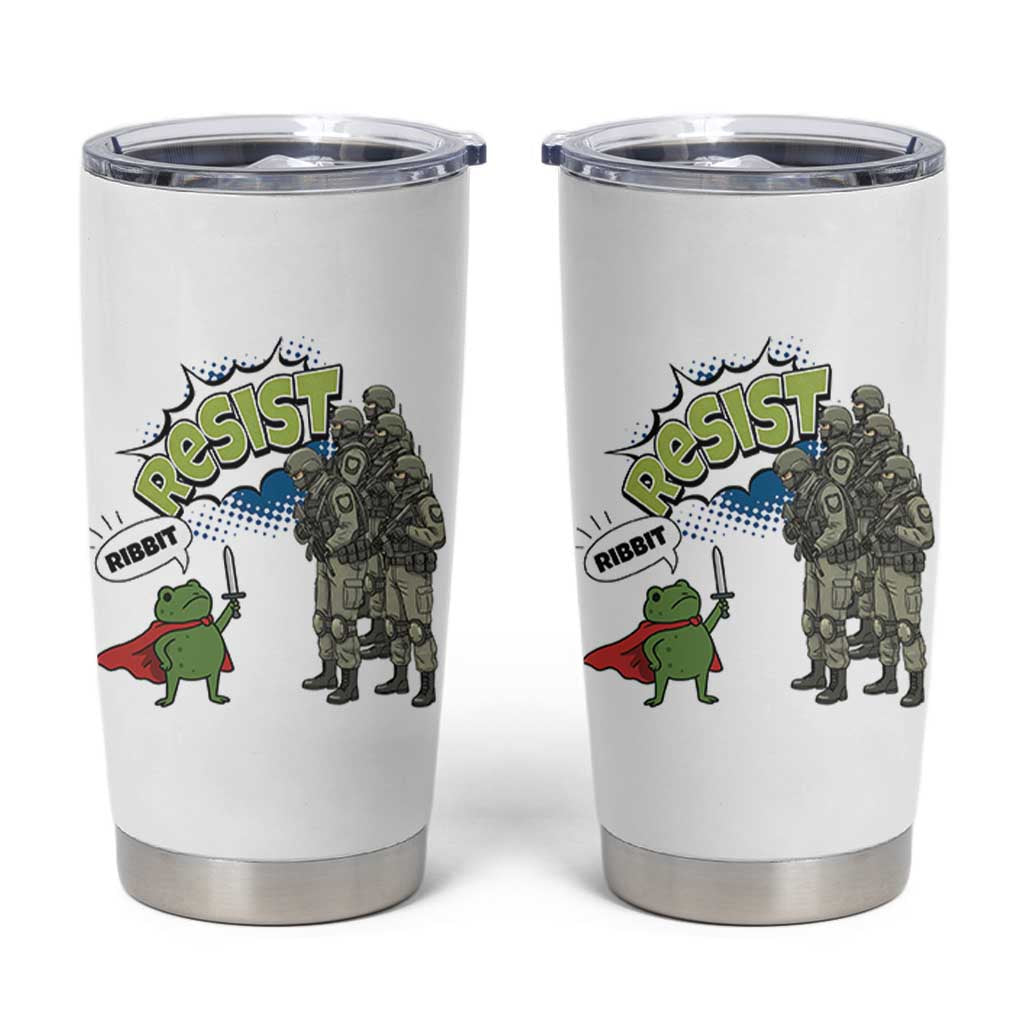 Funny Frog Protest Comic Graphic Tumbler Cup Ribbit Resist Stand Against - Wonder Print Shop