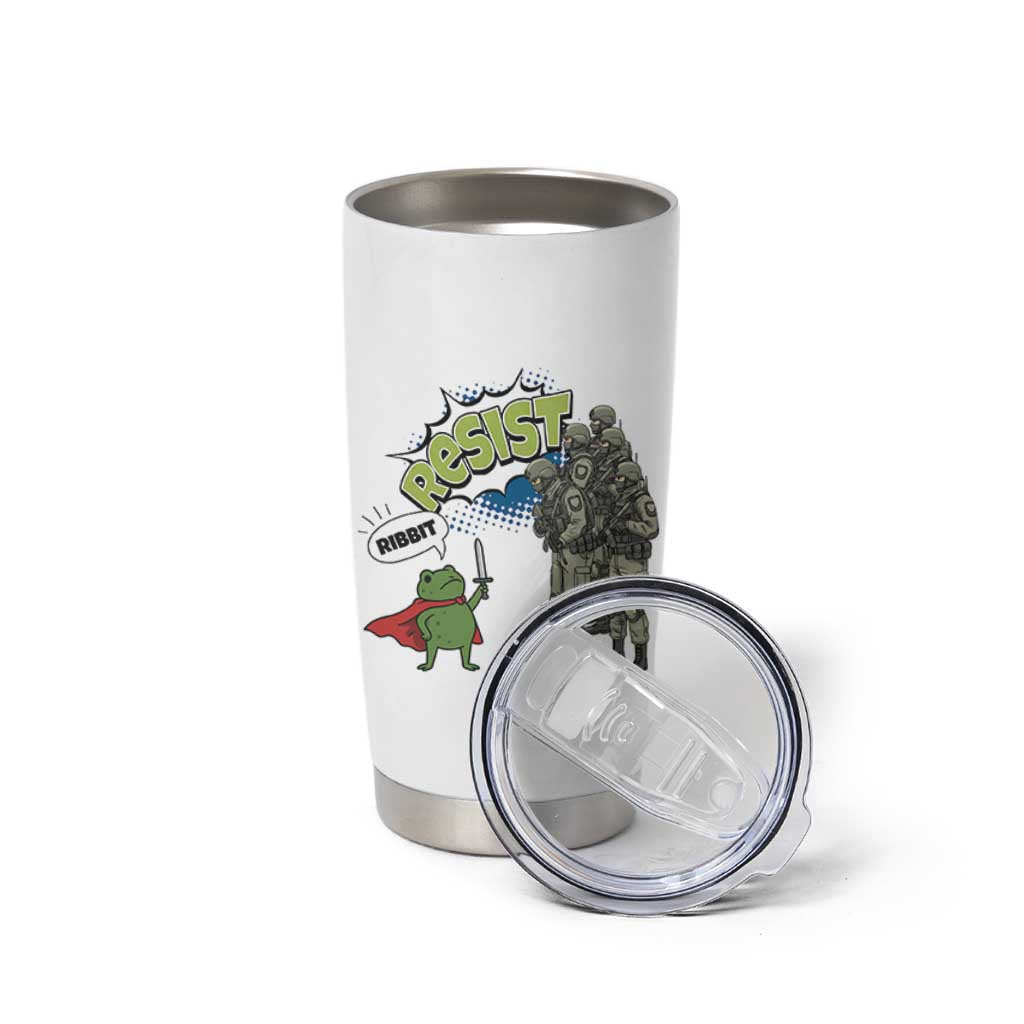 Funny Frog Protest Comic Graphic Tumbler Cup Ribbit Resist Stand Against - Wonder Print Shop