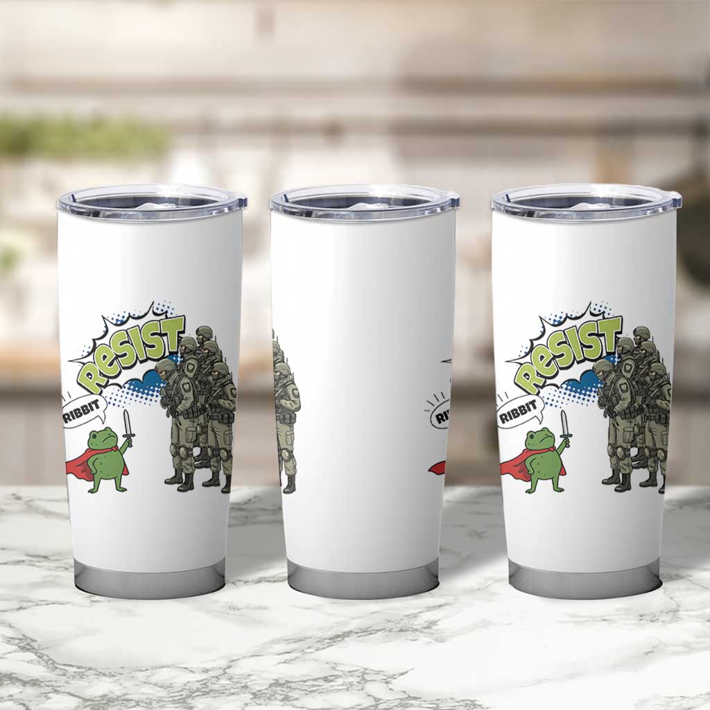 Funny Frog Protest Comic Graphic Tumbler Cup Ribbit Resist Stand Against - Wonder Print Shop