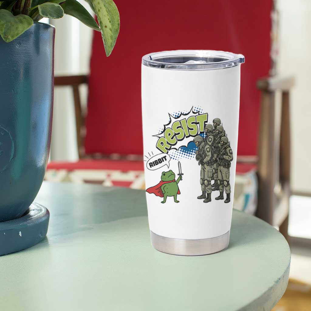 Funny Frog Protest Comic Graphic Tumbler Cup Ribbit Resist Stand Against - Wonder Print Shop