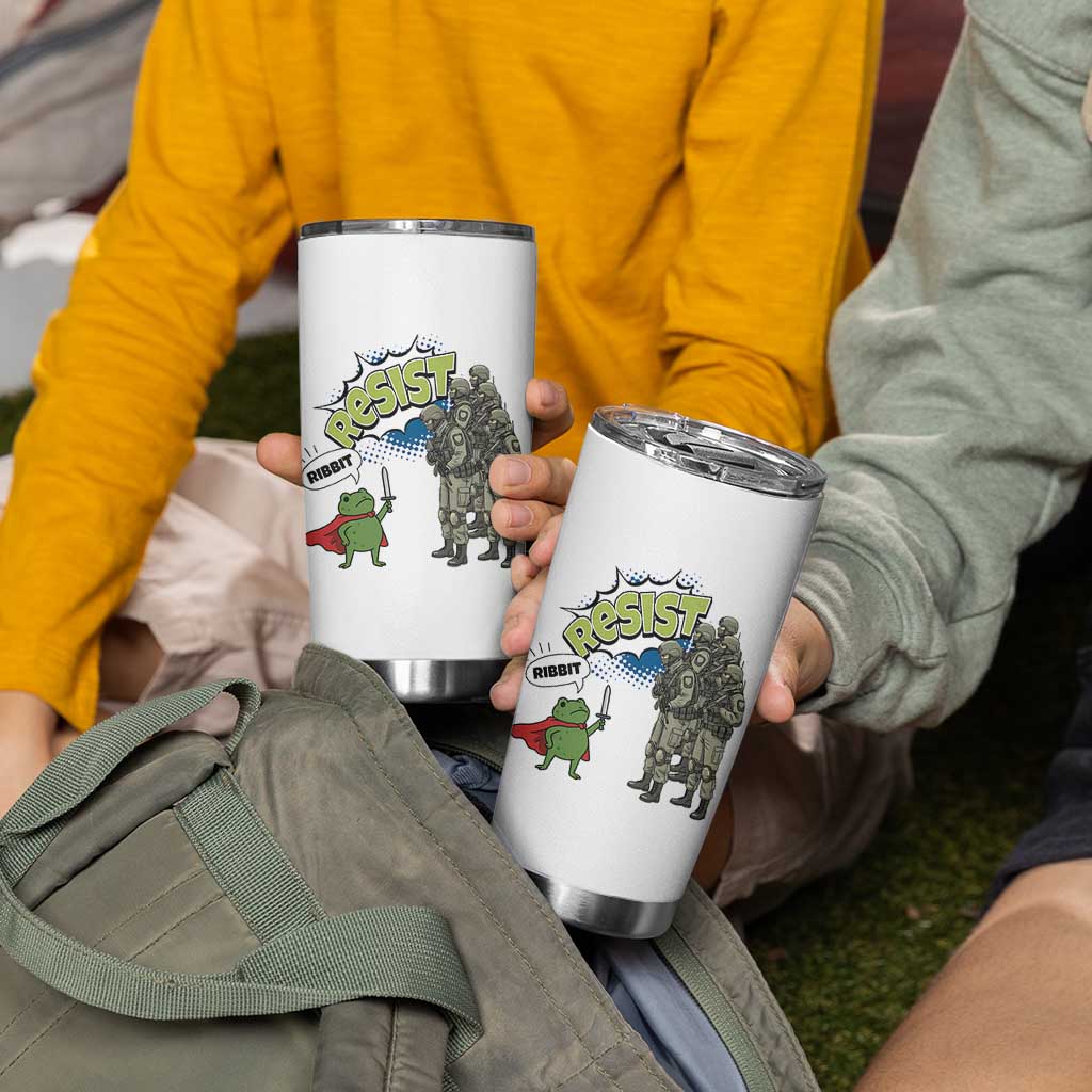 Funny Frog Protest Comic Graphic Tumbler Cup Ribbit Resist Stand Against - Wonder Print Shop